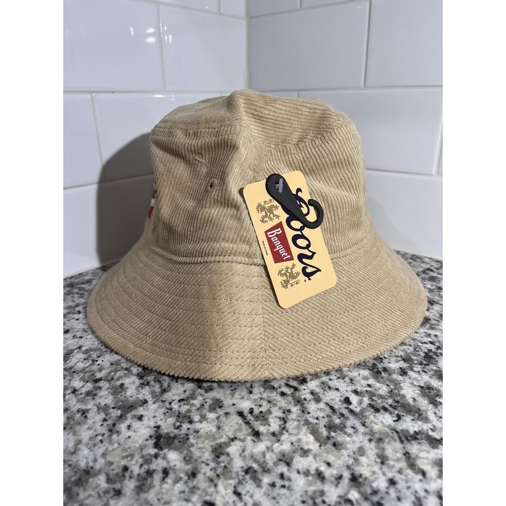 Coors Banquet Vintage Classic Corduroy Logo Brown Bucket Hat Cap OSFM - NWT - Picture 7 of 11